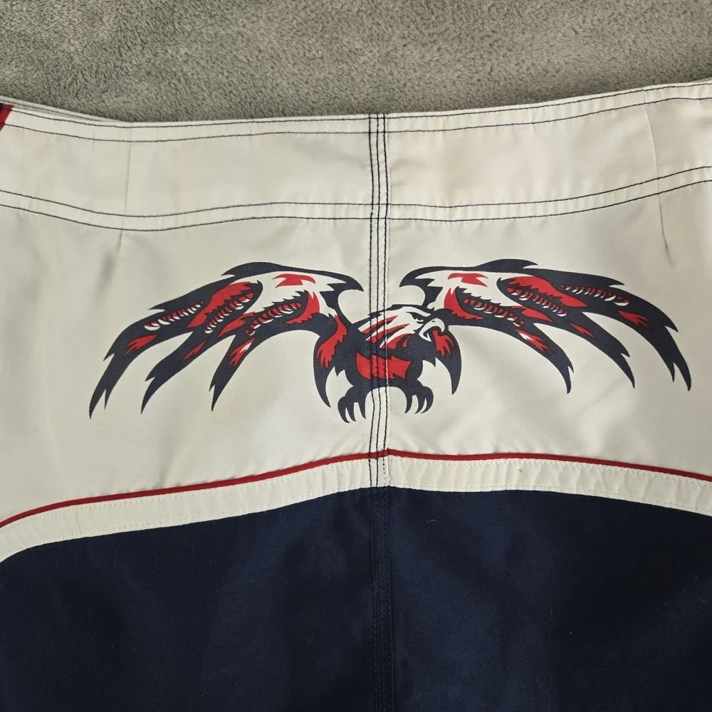 Old Navy Board Shorts Mens Large Navy Blue White Drawstring Swim Surf Heavy Duty